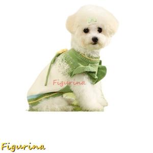 犬 小型犬 セーター 白緑 フリル ニットセーター ペット犬 花柄 小さいサイズ 服 犬 服 おしゃれ 男の子 女の子 ペット服 犬 服