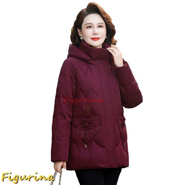 防寒ジャケット レディース 中綿入り 刺繍 花柄 中綿コート 綿服 長袖 婦人 シニア 高齢者 老人...