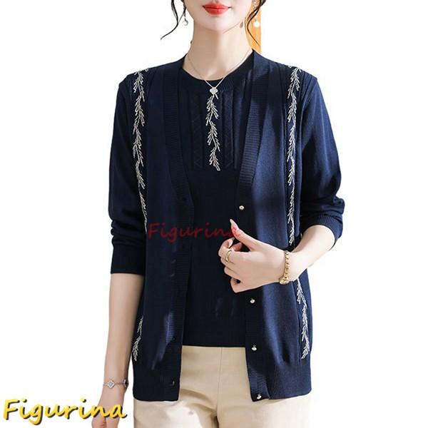 カーディガン ニット 二点セット シニアレディース おばあちゃん 婦人服 半袖インナー セーター 女...