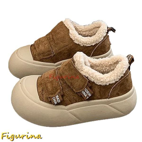 スノーシューズ レディース 裏起毛シューズ 雪靴 ウィンターシューズ ダブルベルクロ 着脱便利 あっ...