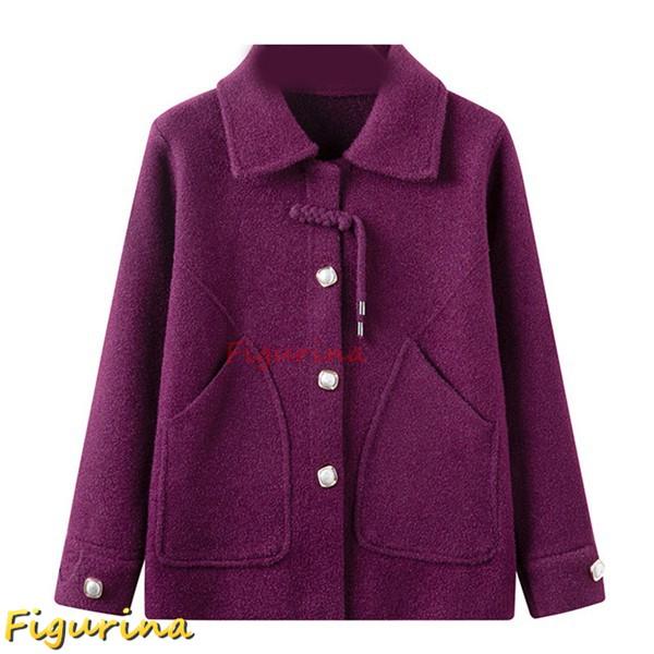 シニアレディース ニットカーディガン ラシャコート おばあちゃん 婦人服 アウター 折り襟 ニット ...