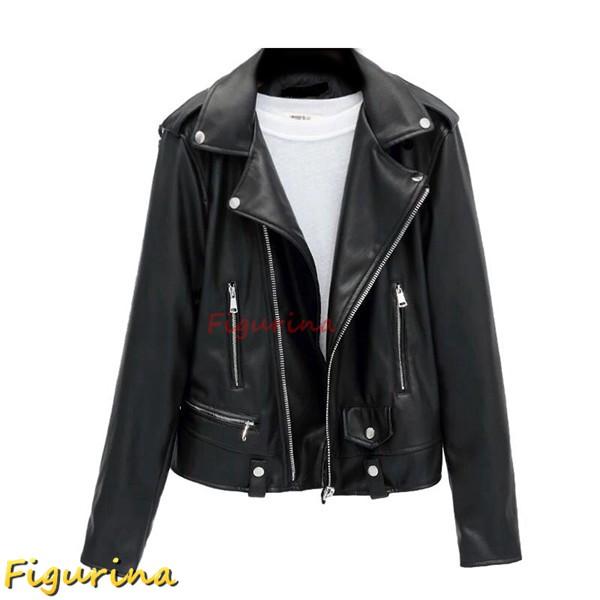 ジャケット レザージャケット PU革ジャン レディース 長袖 着痩 防寒 シングル ジップアップ ポ...