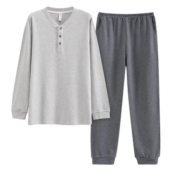 ルームウェア メンズ ラウンドネック プルオーバープル パジャマ ヘンリーネック 長袖 大きいサイズ...