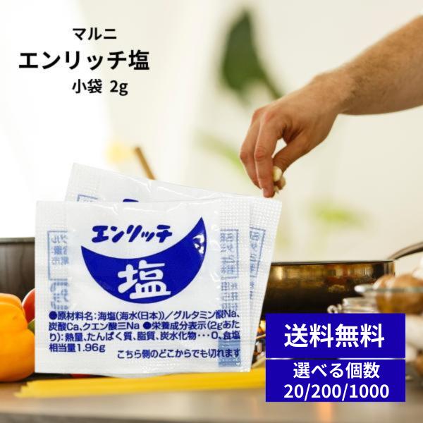 マルニ エンリッチ塩 2g×20袋 小袋 小分け 塩 調味料 アウトドア テイクアウト 使い切り お...