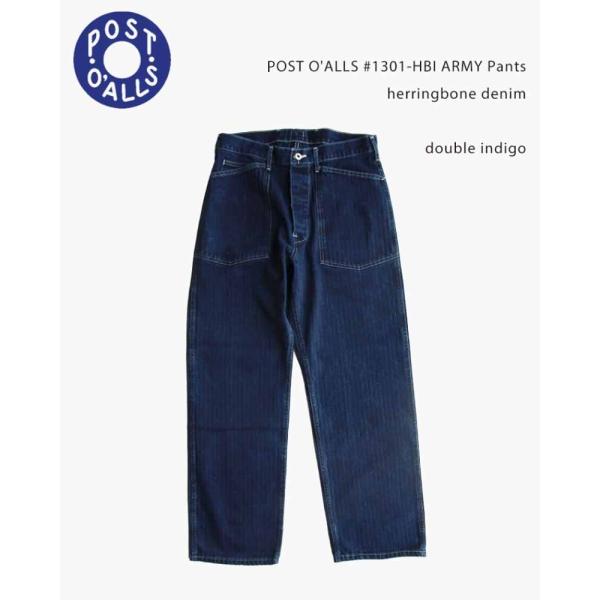 POST O'ALLS #1301-HBI ARMY Pants : herringbone den...