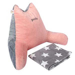 GANDA 背もたれ クッション 低反発 レストクッション 座椅子 腰楽クッション ソファクッション ベッド用 自宅用 ポケット付き 枕 カバー