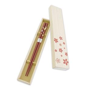 橋本幸作漆器店 輪島うるし箸 天然漆 雪月風花 宵桜 朱 桐箱入り 日本製 414359