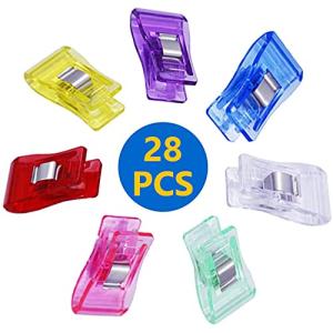 仮止めクリップ まち針 7色 28個入り 裁縫道具 手芸用クリップ プラスチック 小型 ソーイングクリップ サンコッコー かわいい HUAZON