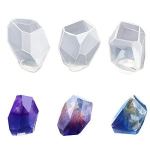 FineInno 鉱石 水晶 3D 宝石 鏡面仕上げ ダイヤモンド シリコンモールド エポキシ樹脂 UVレジン型 DIY モールド 石 3セット