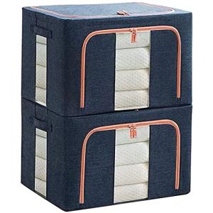 衣類収納ケース 衣装ケース 折りたたみ式2個組 洋服収納 目に見える大容量 多机能収納ボックス 収納ボックス 折りたたみ 衣類 収納袋 綿麻 ワ