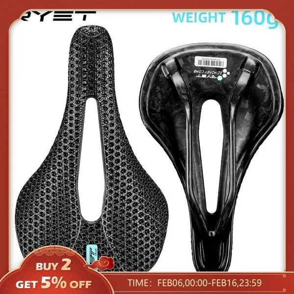 Ryet 3Dプリントバイクカーボンサドル140mm 143mm超軽量ロードmtbレーシングサドル自...