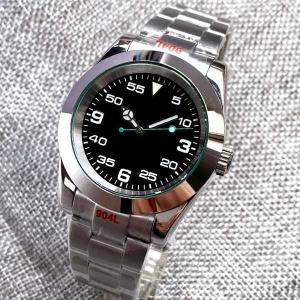 エアキング-メンズメカニカルウォッチnh35a 伸縮式 36mm 39mm スポーティ ステンレス鋼 緑色 904l