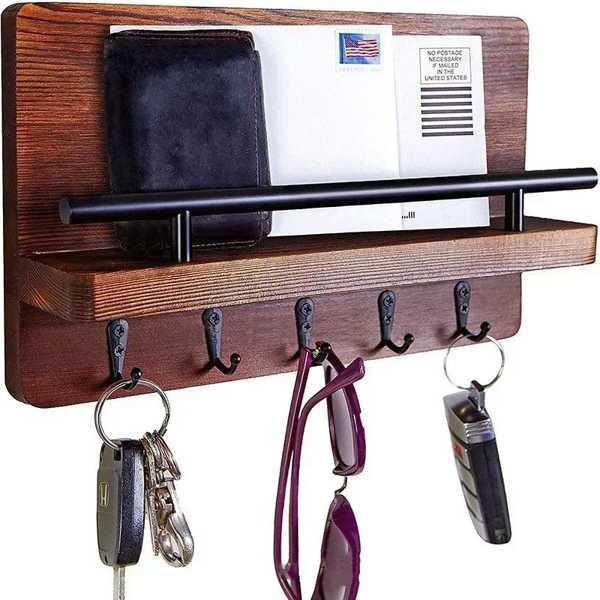 多機能壁ハンガーラック レトロ メール キー コート 木製装飾棚 部屋の装飾アクセサリー