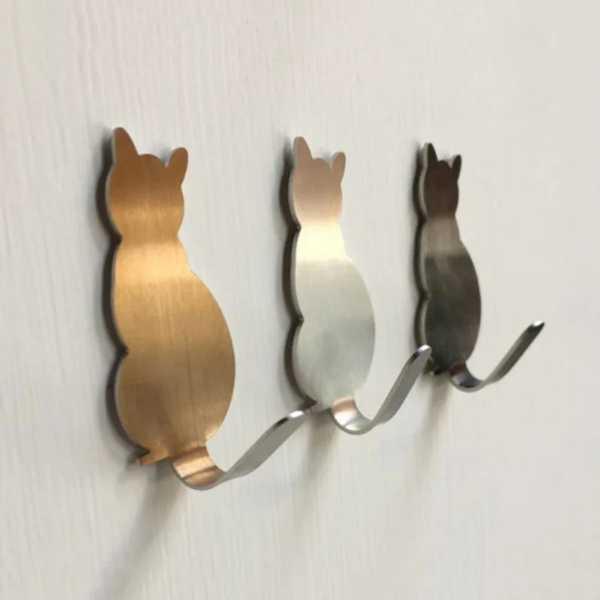 フック付きの猫の形をした収納ブラケット ハンガー タオルホルダー キッチンアクセサリー 壁掛けフック