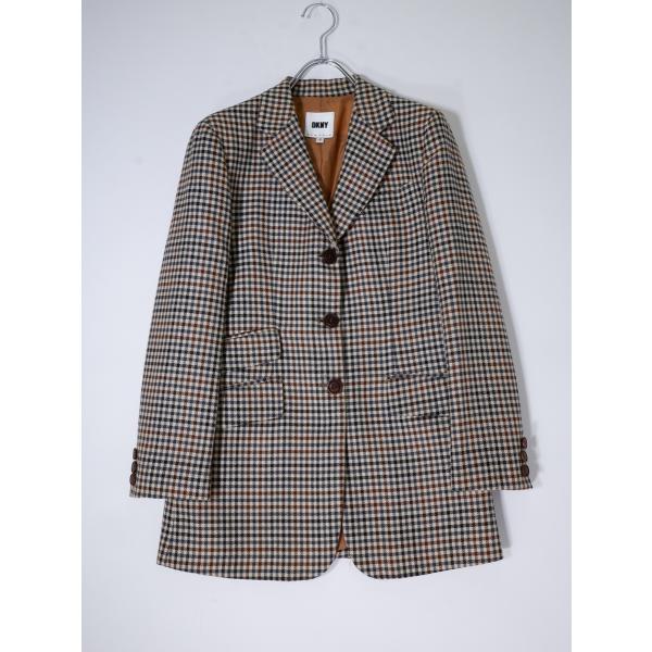 DKNYディー ケイ エヌ ワイ イタリア製ガンクラブチェック クラシック ウール ジャケット[LJ...