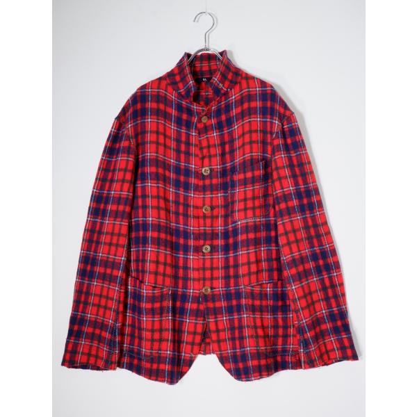 45Rフォーティファイブアール45rpm ウール縮絨 ステッチデザイン チェックジャケット[LJKA...