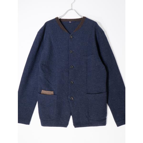 45R/フォーティファイブアール(45rpm) 圧縮ウールニット ノーカラージャケット カーディガン...