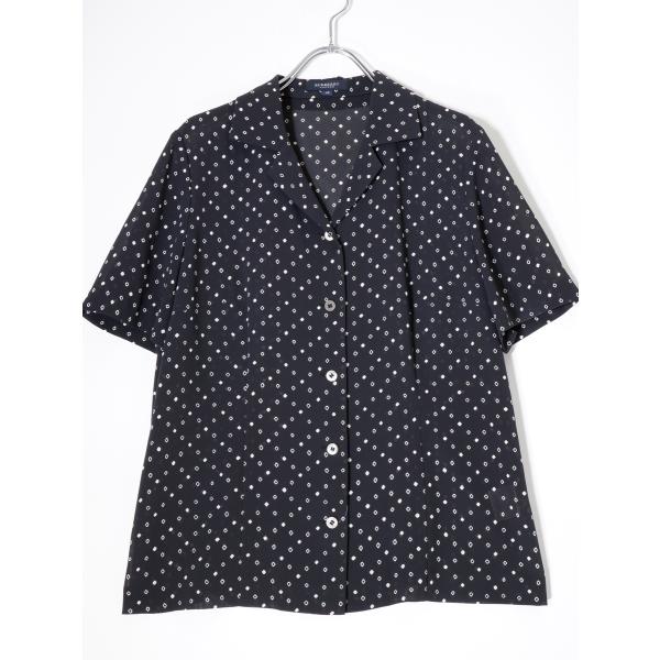 BURBERRY LONDONバーバリーロンドン 大きいサイズ 総柄オープンカラー半袖ブラウスシャツ...