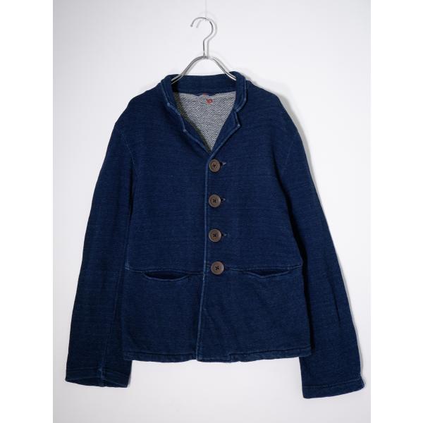 45Rフォーティファイブアール45rpm インディゴ藍染めスウェット デカボタンジャケット カーディ...