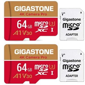 Gigastone Micro SD Card 64GB マイクロSDカード A1 V30 2 Pack 2個セット 2 SD アダプタ付き w/adaptor UHD 4K ビデオ録画 高速 4K