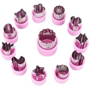 Joyoldelf クッキー型 12個セット 型抜き 野菜 お弁当 グッズ ステンレス かわいい 動物 星 保護キャップ付き 傷