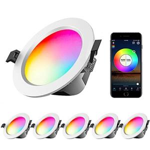 「Aotealit」6セット LEDダウンライト 5W RGBW 天井ライト 埋め込み式ライト 調光調色WIFI機能 BT機能 アプリコント