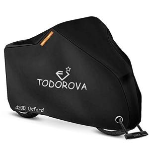 TODOROVA 自転車カバー 防水 420Dオックス製生地 厚手 自転車 カバー 風飛び防止 50UVカット 盗難防止 サイクルカ