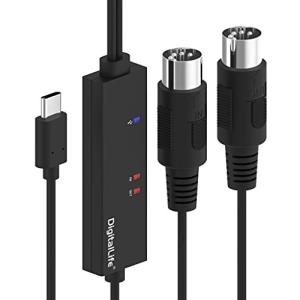 DigitalLife MIDI-C01 MIDI to USB Cインターフェイス 5ピン DIN MIDI TYPE-C ケーブル ミディ 電子楽器とPC簡単接続 高互換