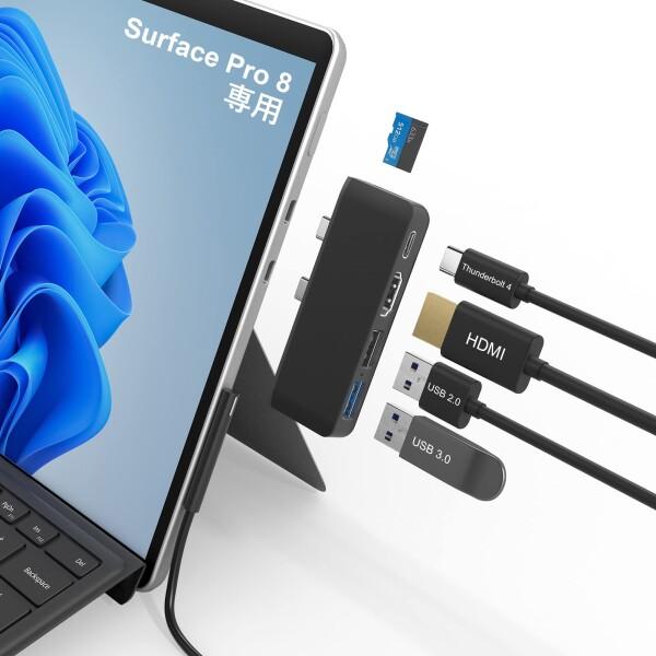 Surface Pro 8 USB ハブ 4K HDMIポート + USB-C Thunerbolt...