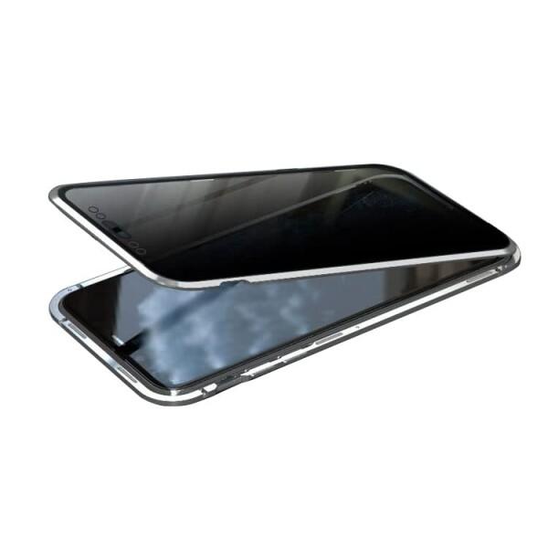 iPhone12 Pro ケース/カバー アルミ バンパー クリア 透明 両面 前後 ガラス マグネ...