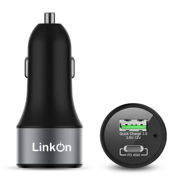 LinkOn 63Wカーチャージャー、45W USB-C PD3.0 PPS、18W USB-A Q...