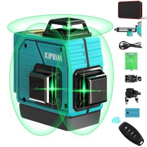 Kiprim レーザー墨出し器 12線 3x360°グリーンレーザー水平器 40m作業範囲 自動補正 3つのモード 調｜finalshopping