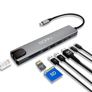 USB C ハブ ドッキング ステーション、BOFIN 8 in 1 USB C ハブ - HDMI アダプター、100W PD、4K HDMI、2 USB-A