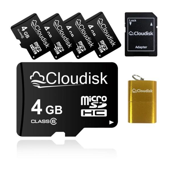 Cloudisk マイクロSDカード 4GB 5枚パック カードリーダーとアダプター付き、クラス6、...