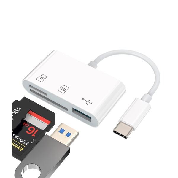 タイプc USB 変換 SDカードリーダー(3in1)SD+Microsd+USB 3.0 アダプタ...