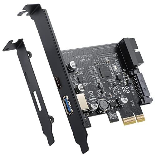 BEYIMEI PCI-E 1X to USB 3.2 Gen1 5Gbps 2ポート（タイプC+タ...