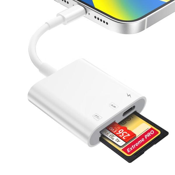 SD カードリーダー iphone 3in1 iOS sdカード カメラリーダー 急速充電 双方向高...