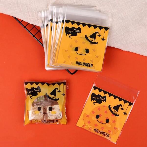 ハロウィン ラッピング 袋 200枚入り 10*10+3CM キャンディー お菓子 チョコレート ク...