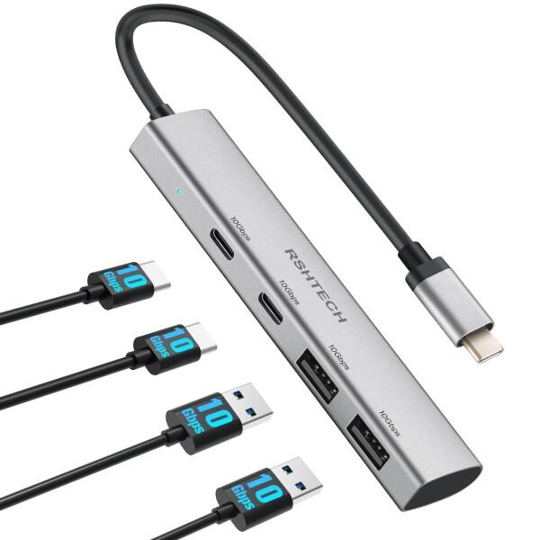 RSHTECH USB C ハブ 10Gbps 4ポート Type C x2 Type A x2 ス...