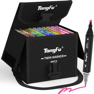 TongFu イラストマーカー 80色マーカーペン 速乾 発色も良く 色褪せしにく マーカー 塗り絵ペン 漫｜finalshopping