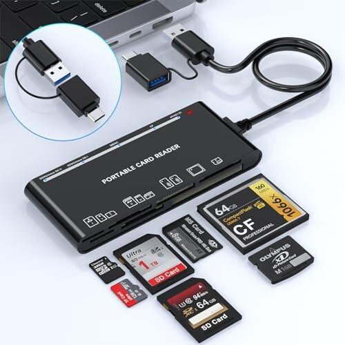 マルチ SD カード リーダー、デュアル コネクタ USB C USB 3.0 メモリ カード リー...