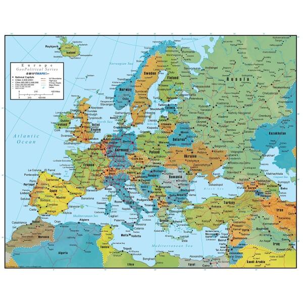 Swiftmaps ヨーロッパ壁掛け地図 地政学版 SM EUR SM L