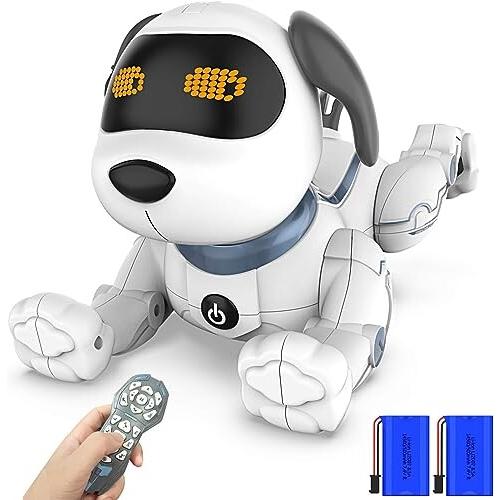 okk 犬型ロボット 電子ペット 子供おもちゃ 音声制御 吠える プログラミング 男の子 女の子 誕...
