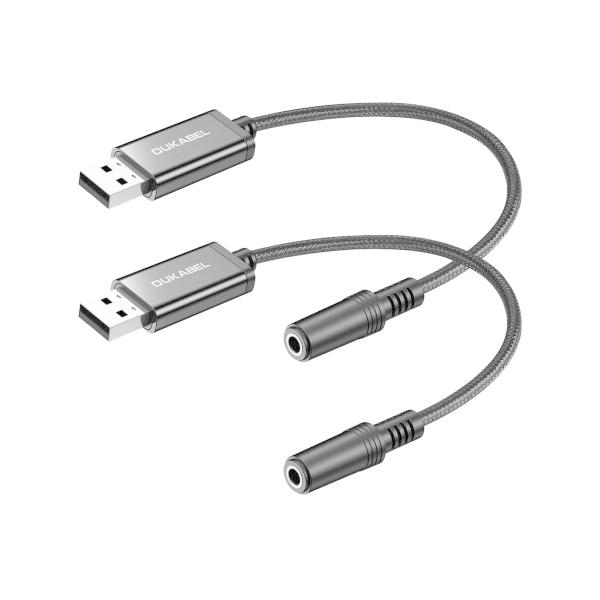 DuKabel 2個セット usb イヤホンジャック 変換アダプタ USBポート-4極（TRRS）3...