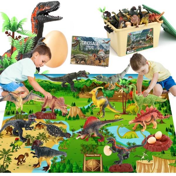 恐竜のおもちゃ 12 PC の現実的恐竜 フィギュア のジャンボ演劇のマット及び情報恐竜の本が付い