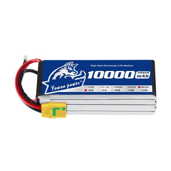 YoWoo 22.2V 10000mAh 30C 6Sリポバッテリーパック XT90-Sプラグ付きf...