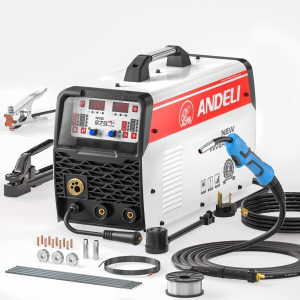 ANDELI 半自動溶接機 180A ガス?ノンガスMIG/アーク溶接/lift TIG 100V/...