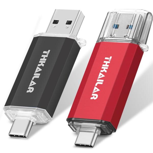 THKAILAR 64GB USBメモリ タイプC 2個セット 2in1 USB 3.0 トフラッシ...