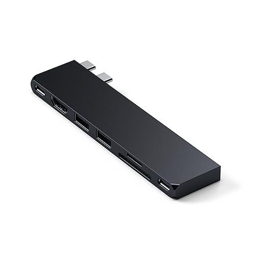 Satechi USB-C Pro ハブ スリム (ミッドナイト) 多機能USB4, 4K 60Hz...