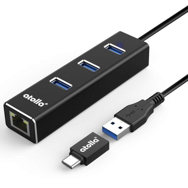 atolla USB3.0ハブ 有線 LAN RJ45 アダプタ, USB HUB 3ポート LAN...